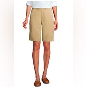 2 pairs of Lands end 10” inseam khaki, green chino shorts Size 4 “Favorite Fit”
